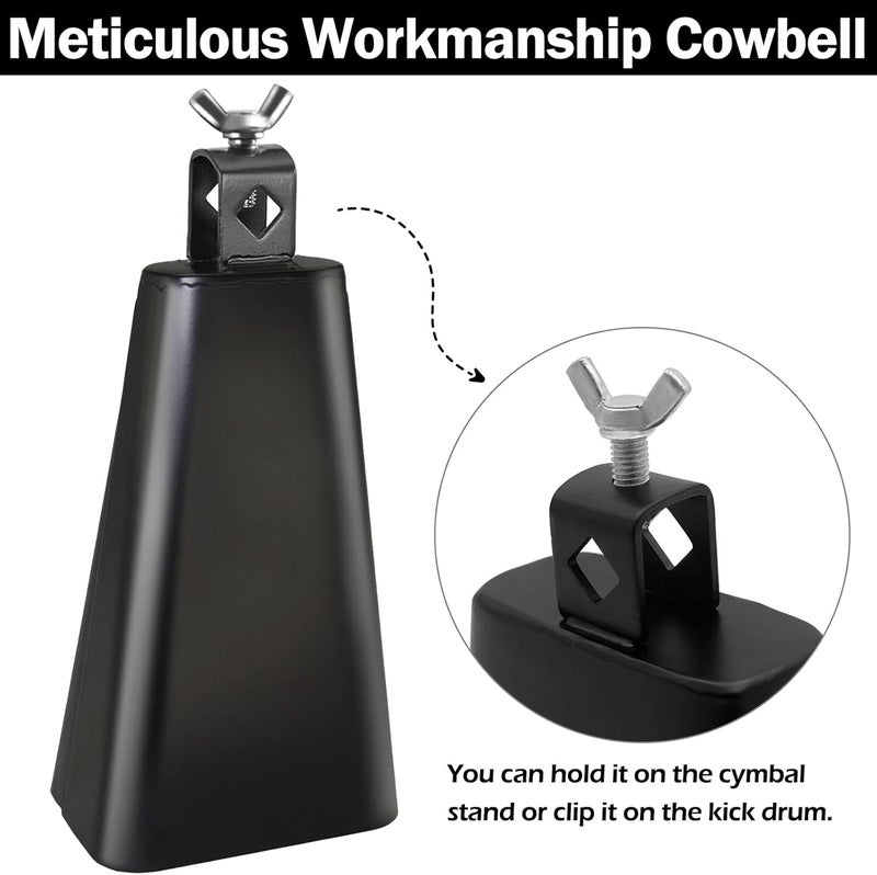 GOGHOST Steel Cowbell with Stick, Noise Makers Hand Metal Percussion Cow Bells for Drum Set (8") - Image 3
